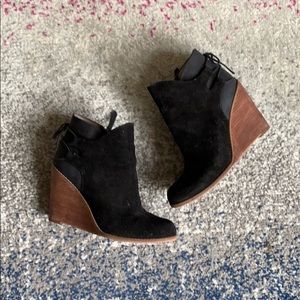 Black suede wedges